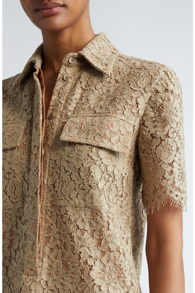 Short Sleeve Lace Shirtdress, Alternate, color, SAND