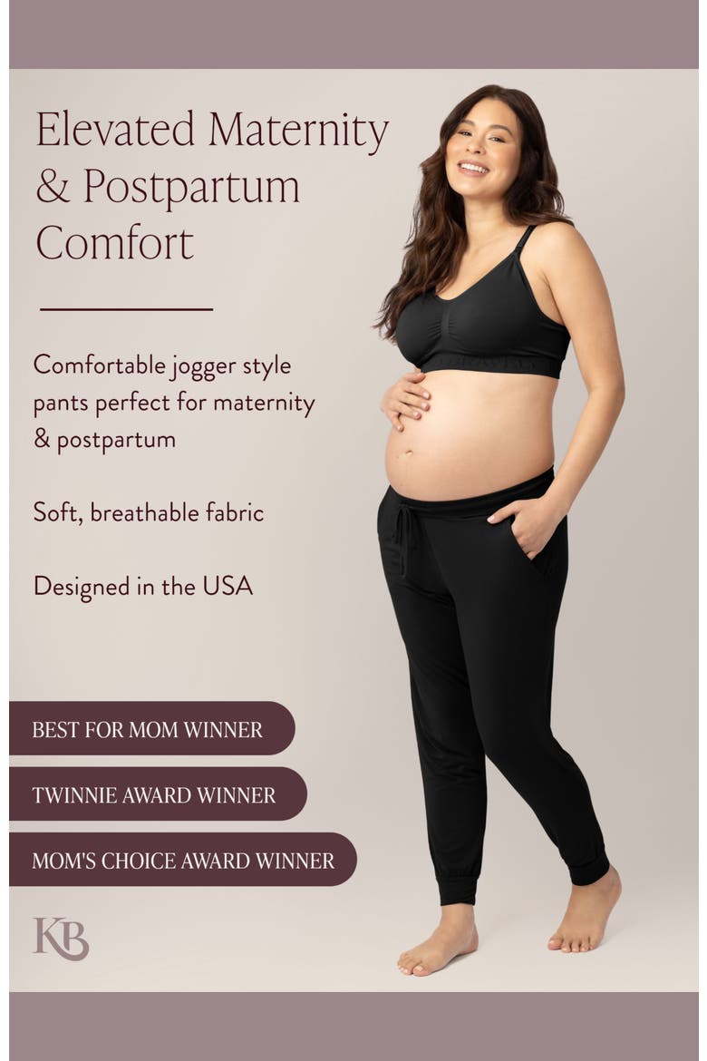 Tapered Maternity Lounge Joggers, Alternate, color, BLACK