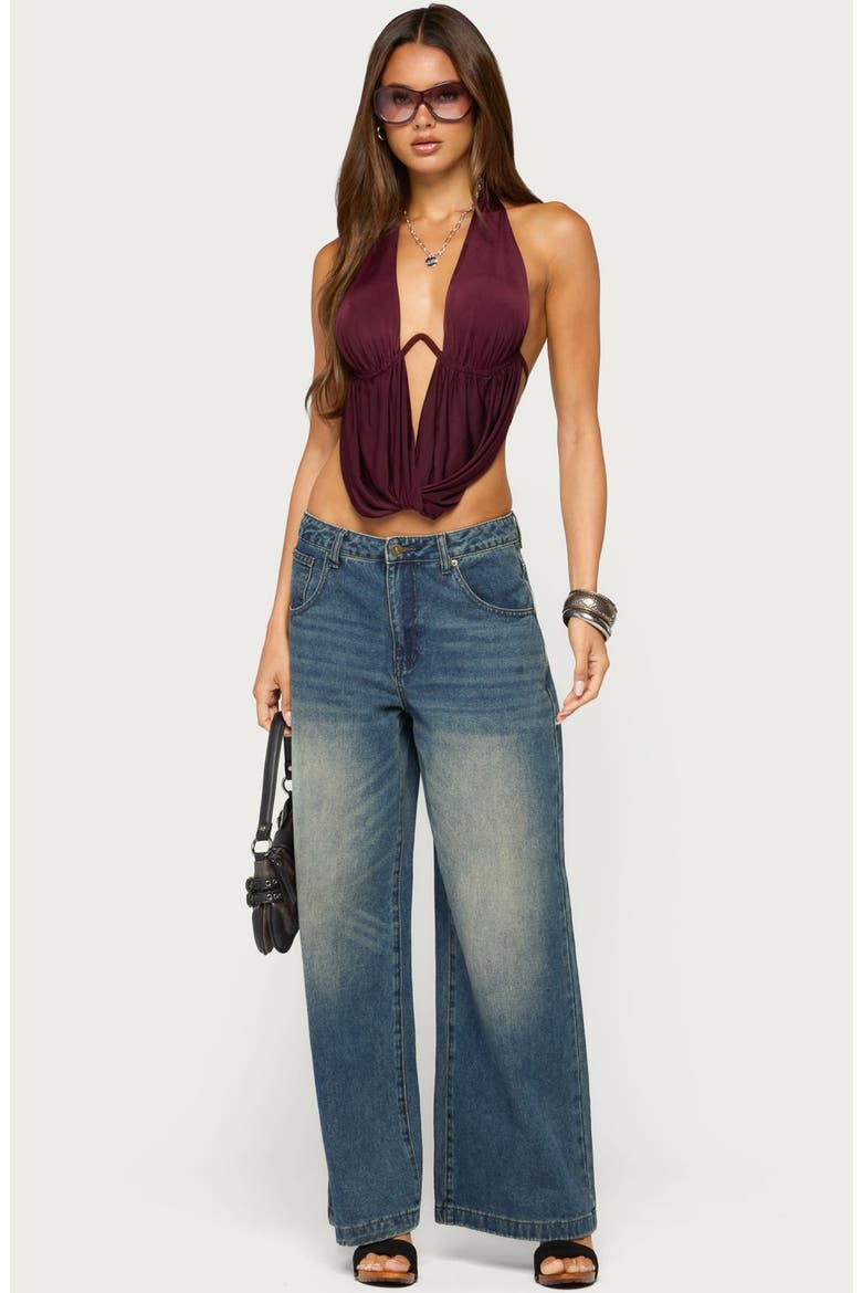 Eina Cowl Neck Halter Top, Alternate, color, BURGUNDY