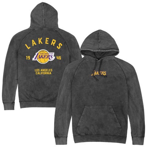 Men's Stadium Essentials  Charcoal Los Angeles Lakers Vintage Raglan Pullover Hoodie