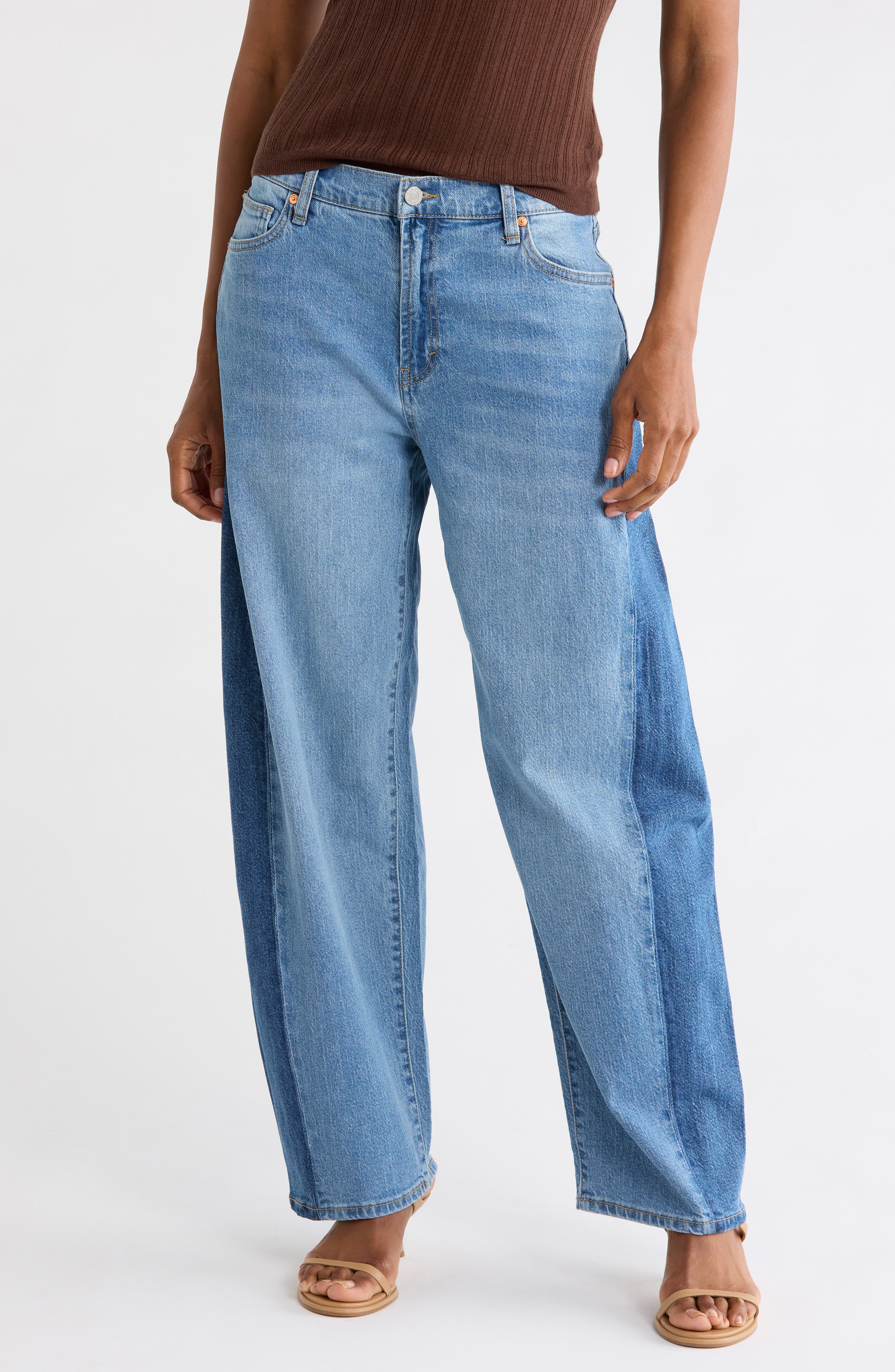 Ryland Colorblock Barrel Leg Jeans
