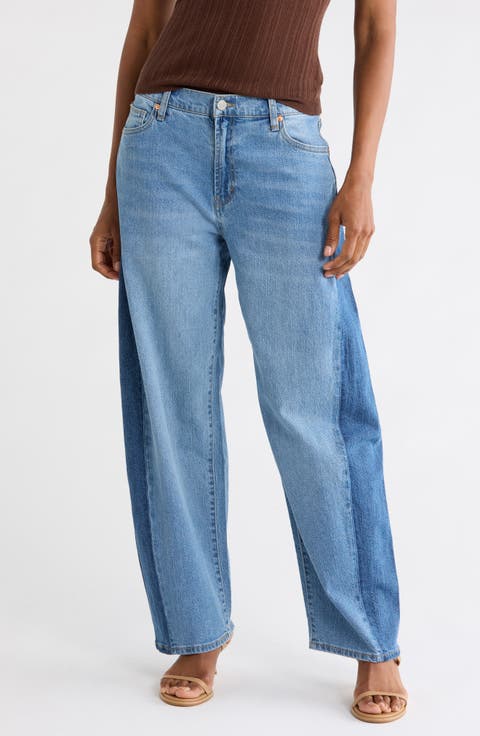 Ryland Colorblock Barrel Leg Jeans