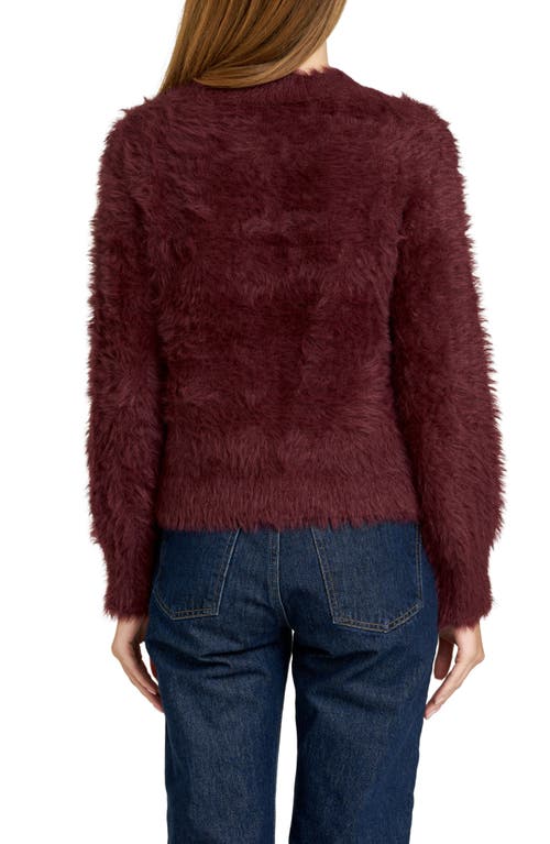 Wayf Kat Fuzzy Cardigan In Burgundy