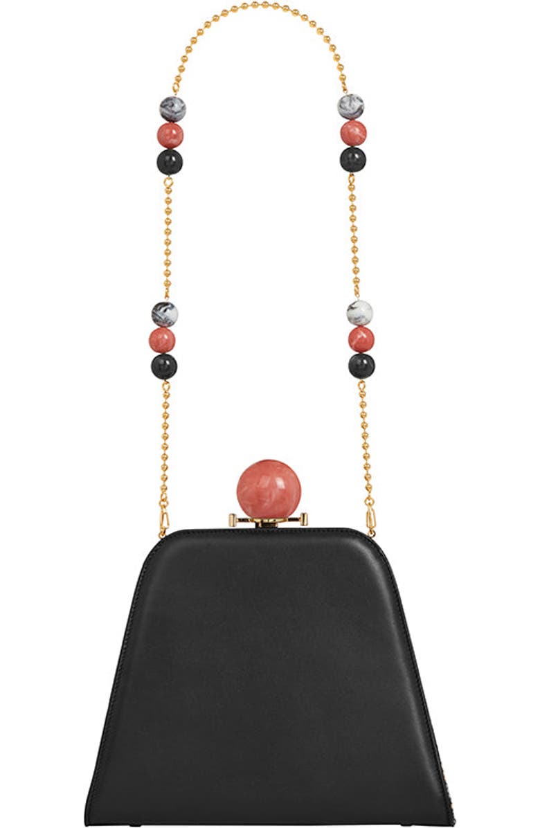 LarAllan Josephine Ball Frame Calfskin Leather Bag, Alternate, color, Black