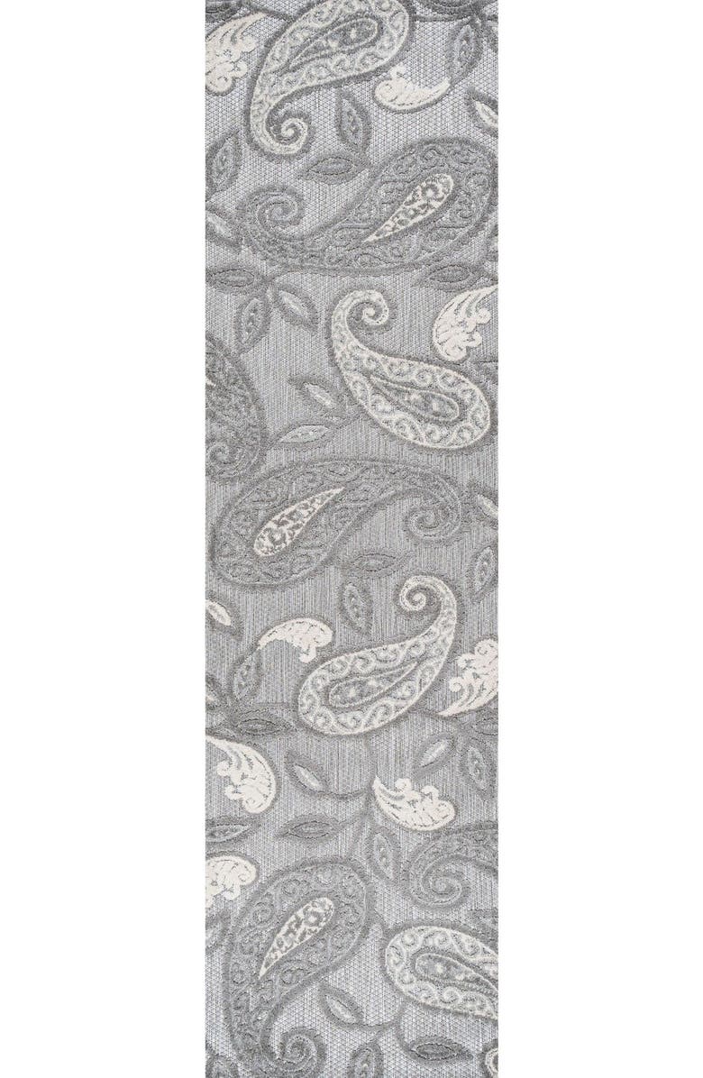 JONATHAN Y Julien Paisley High-Low Light Indoor/Outdoor Area Rug, Main, color, Light Gray/Ivory
