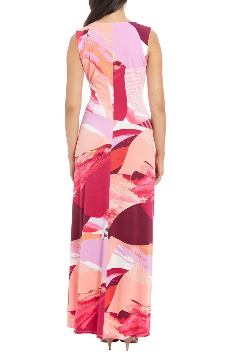 London Times Sleeveless Faux Wrap Maxi Dress, Alternate, color, Soft White/ Persimmon