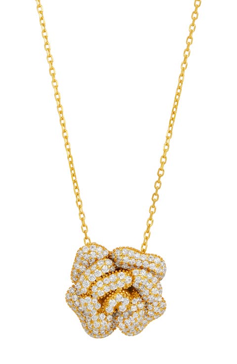 Cubic Zirconia Flower Pendant Necklace