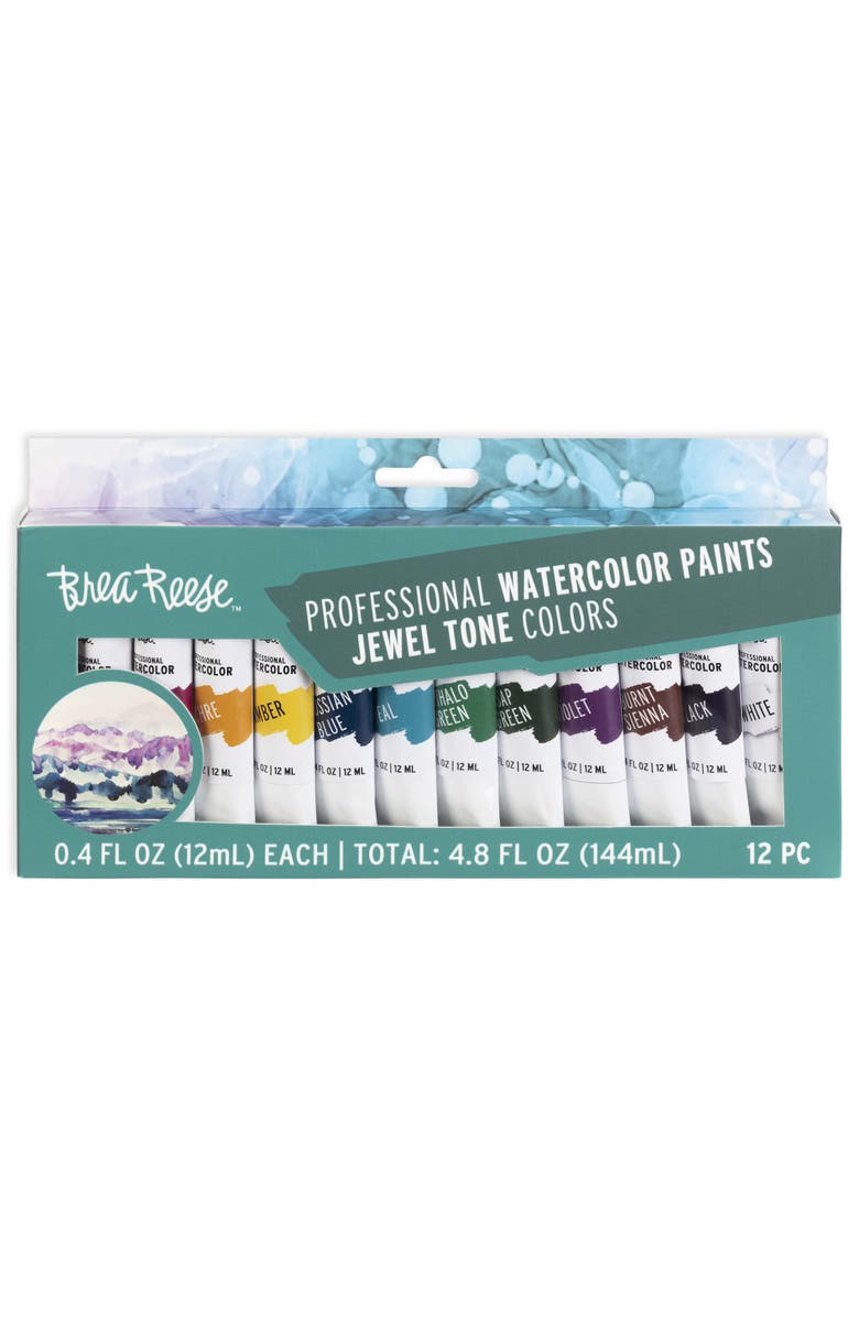 Brea Reese Professional Watercolor Paint Set 12 Tubes, Main, color, Multicolored