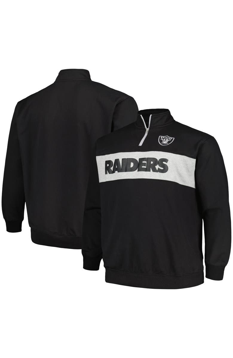 PROFILE Men's Profile Black Las Vegas Raiders Big & Tall Fleece Quarter-Zip Jacket, Main, color,