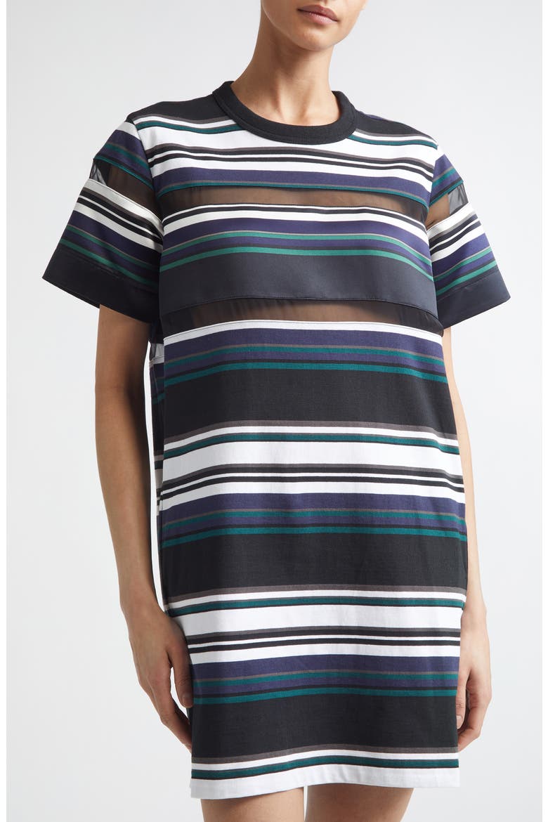 Stripe Cotton Jersey T-Shirt Dress, Alternate, color, BLACK