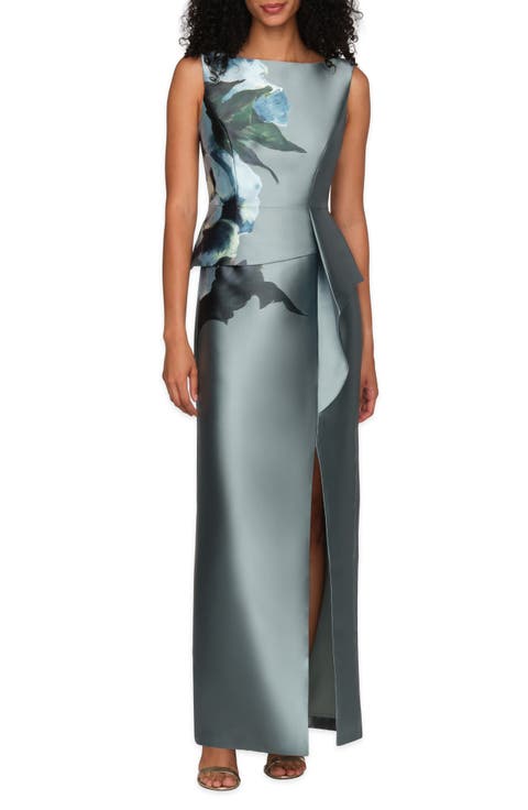 Luciana Placed Floral Column Gown