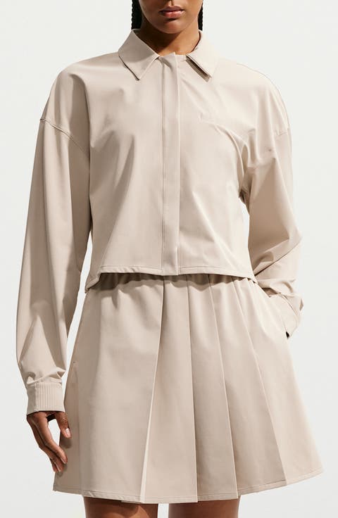 PerfectStretch Performance Long Sleeve Cropped Button-Down Shirt