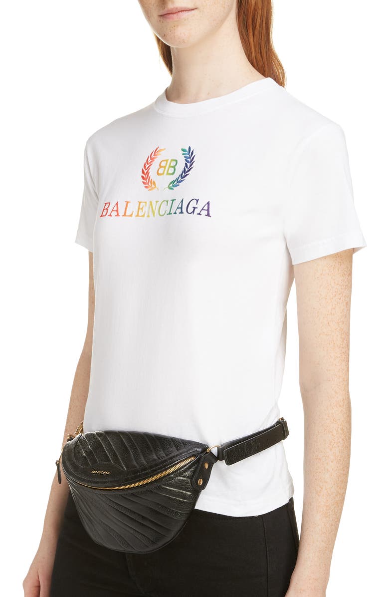 Balenciaga Extra Small Souvenir Logo Leather Belt Bag, Alternate, color,