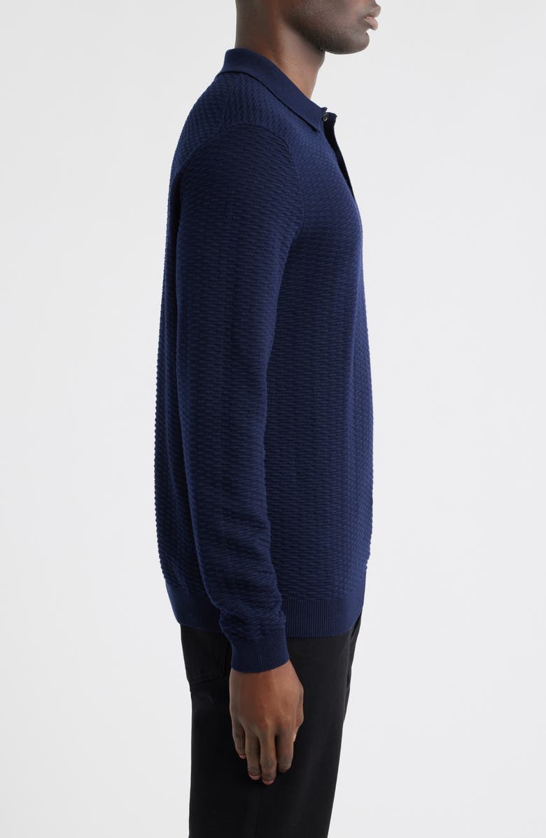 BOSS Diluigi Long Sleeve Virgin Wool Blend Polo Sweater, Alternate, color, Dark Blue