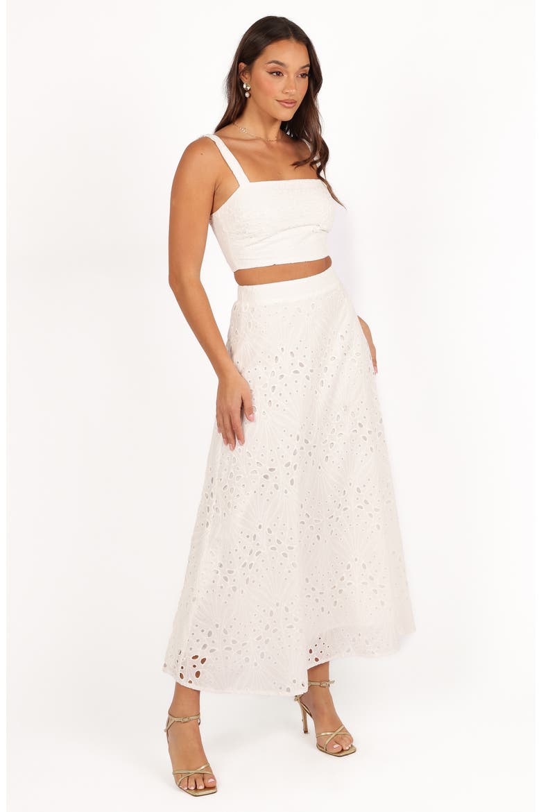 Camellia Cotton Eyelet Crop Top & Maxi Skirt Set, Alternate, color, WHITE