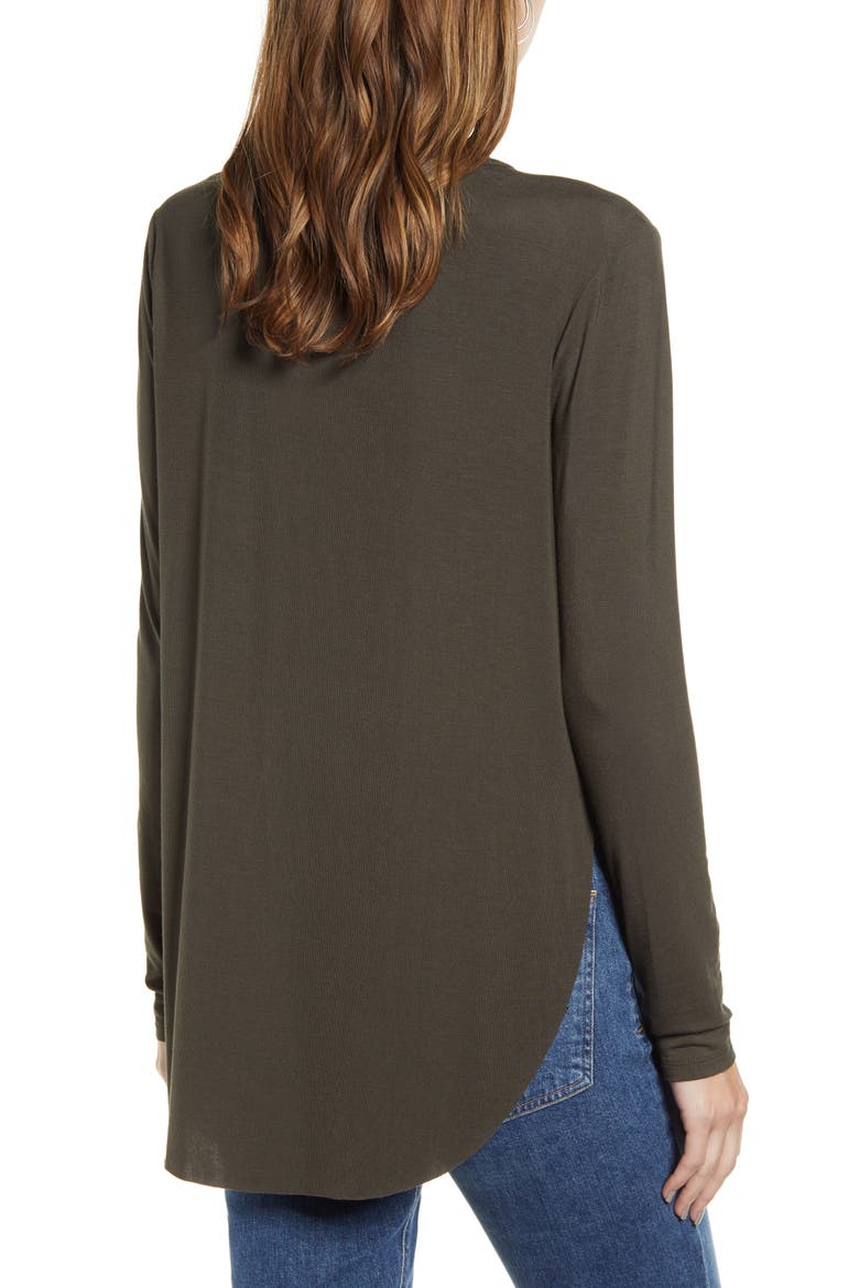 Long Sleeve Shirttail Hem Shirt, Alternate, color, GREY BELUGA