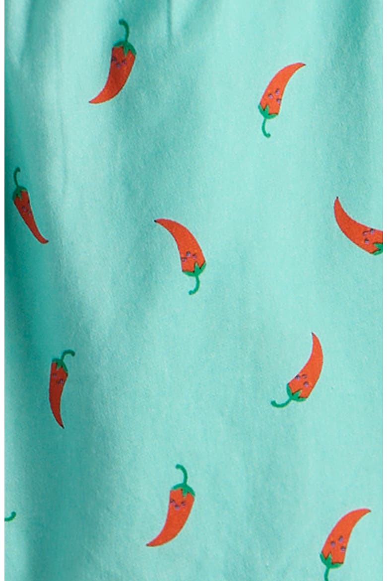 Graphic Print T-Shirt, Shorts & Bucket Hat Set, Alternate, color, IVORY LIL PEPPER- TEAL CHILIS