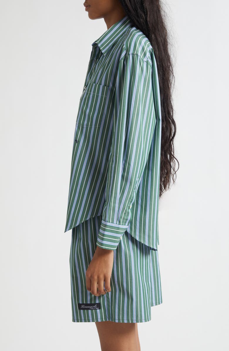 Hommegirls Stripe Oxford Button-Up Shirt, Alternate, color, Green Porto Stripe