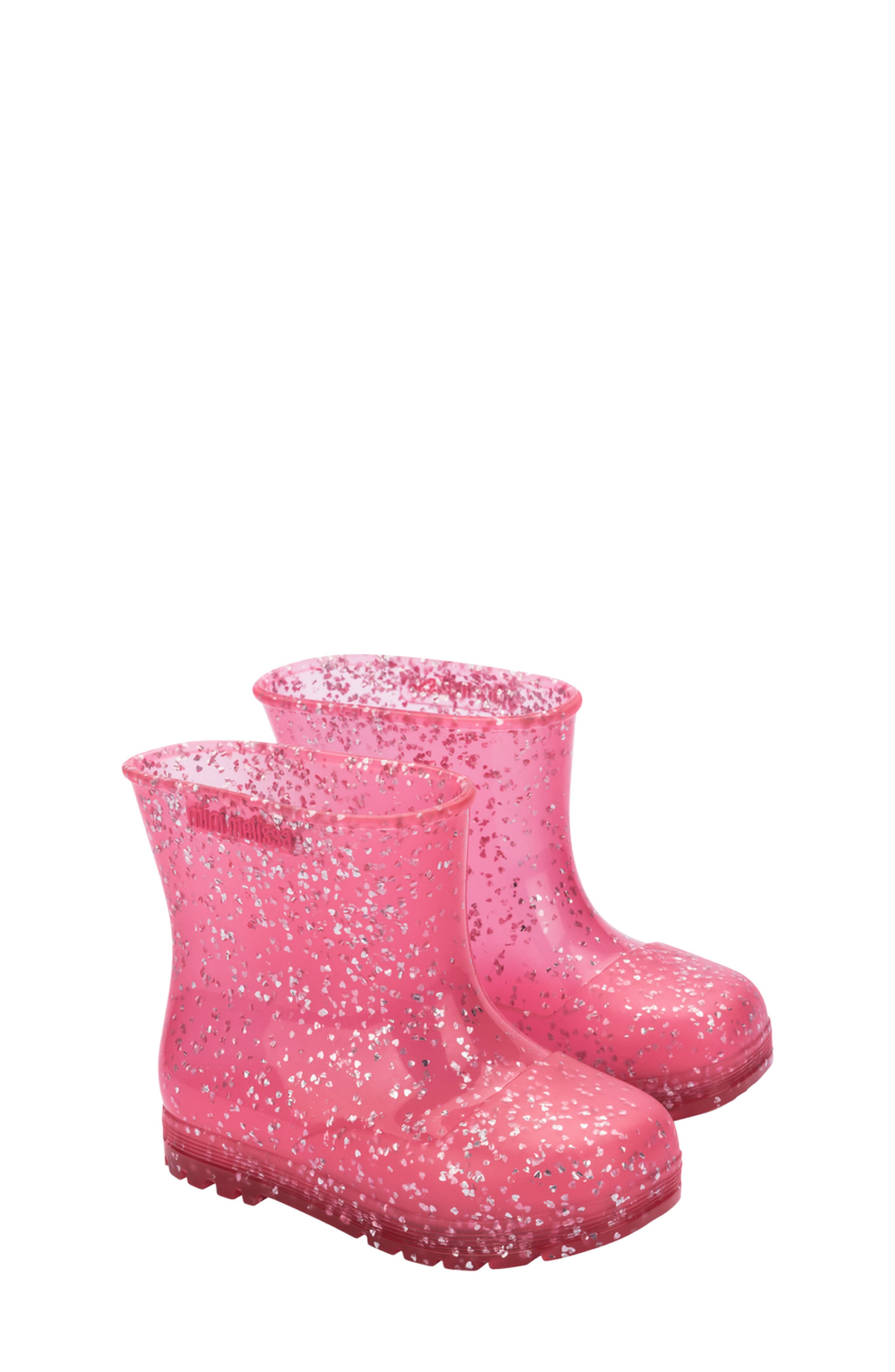 Kids' Welly Shiny Rain Boot, Main, color, GLITTER PINK