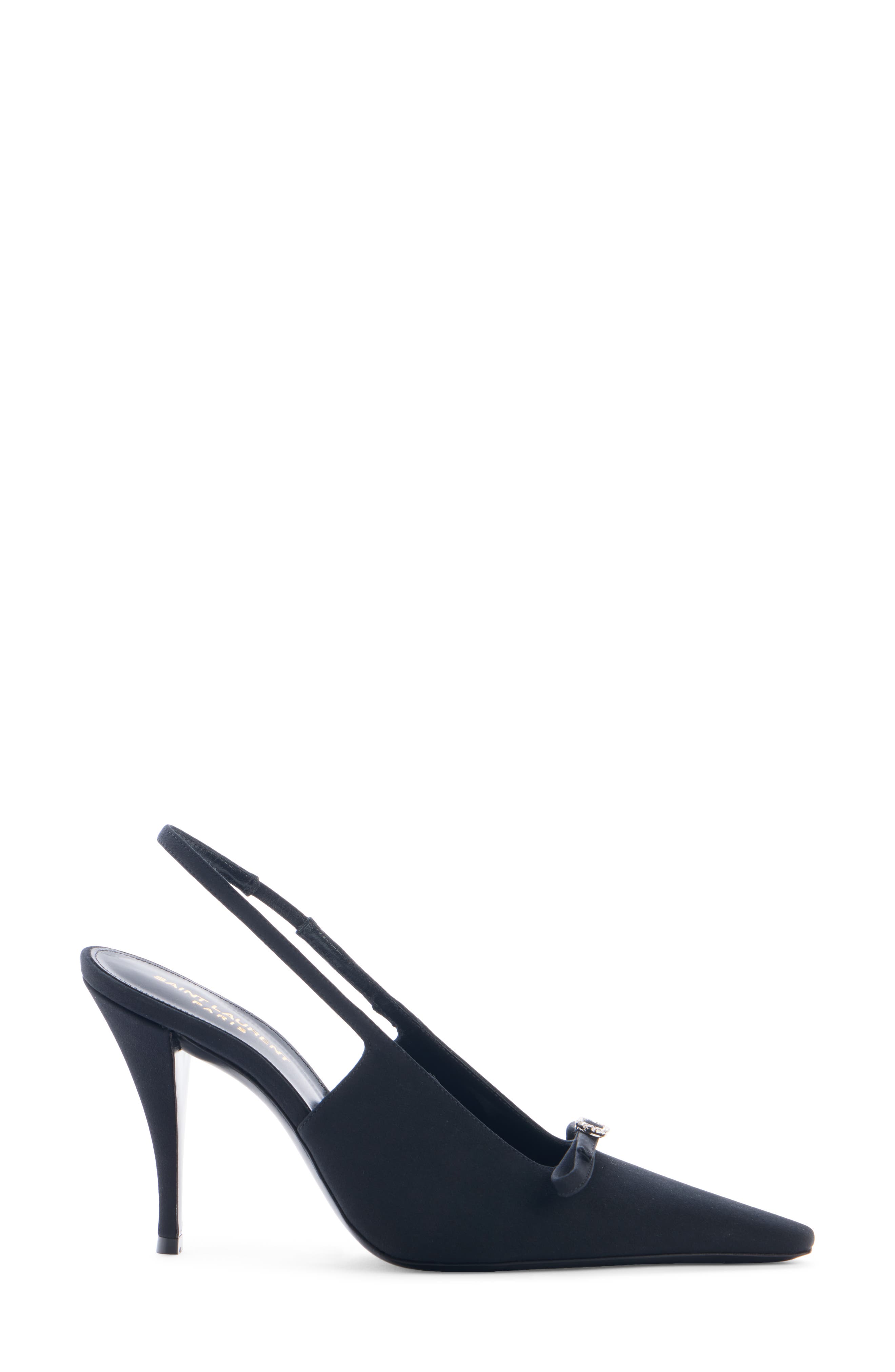 Bow Line Pointed Toe Slingback Pump, Alternate, color, BLACK