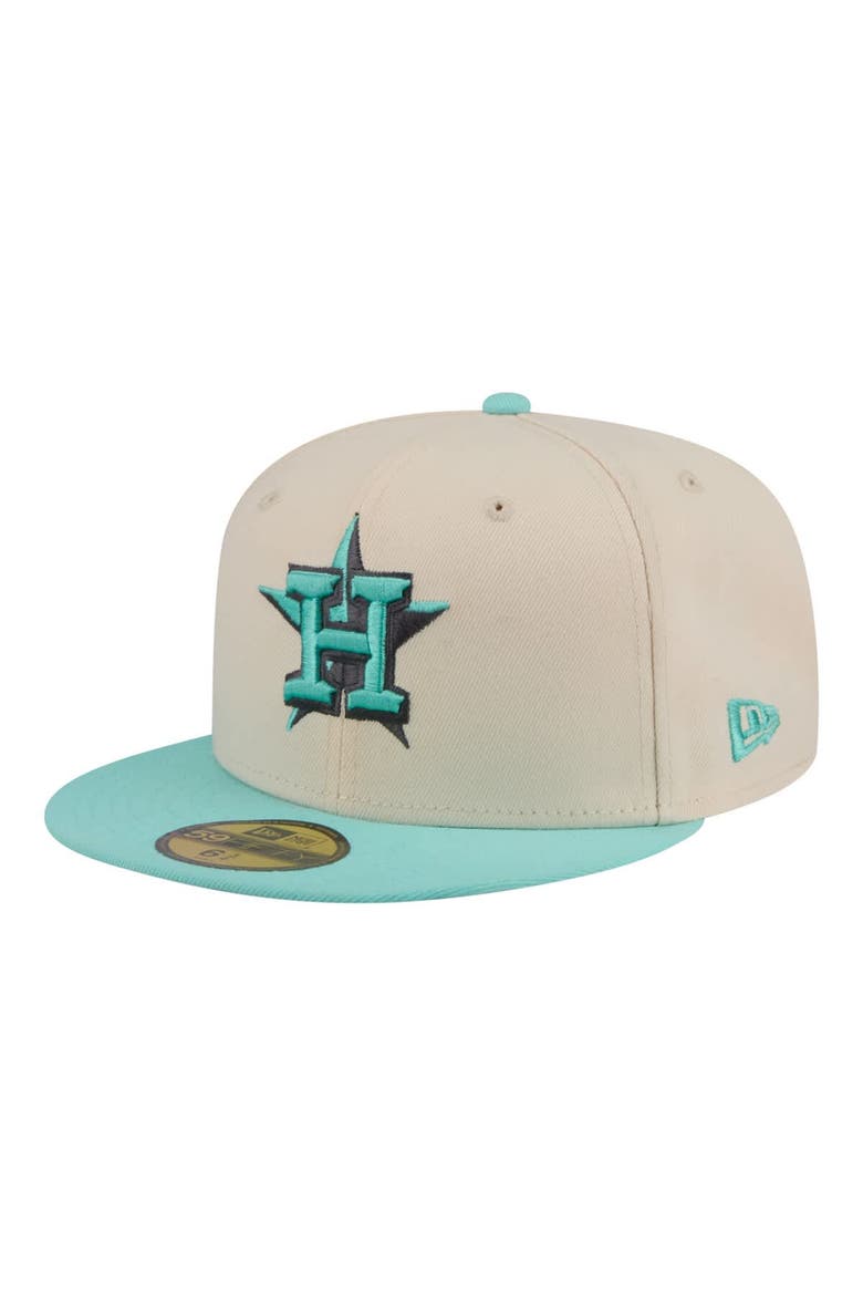 Men's New Era Light Beige/Turquoise Houston Astros Two-Tone Color Pack 59FIFTY Fitted Hat, Main, color, Light Beige