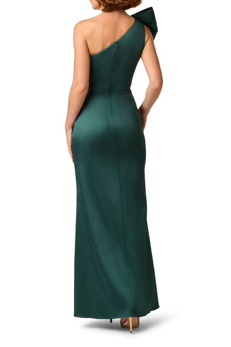 Asymmetric Stretch Mikado Gown, Alternate, color, FOREST