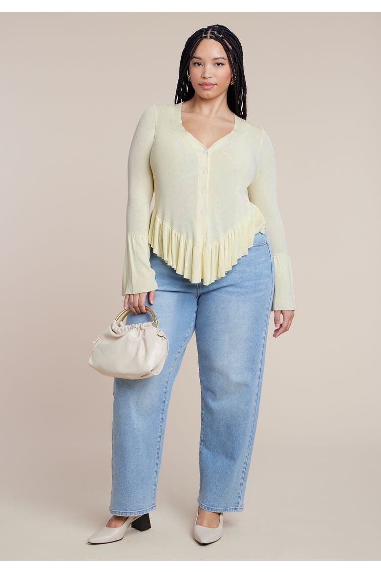 Ruffle Cardigan, Alternate, color, SUNLIGHT