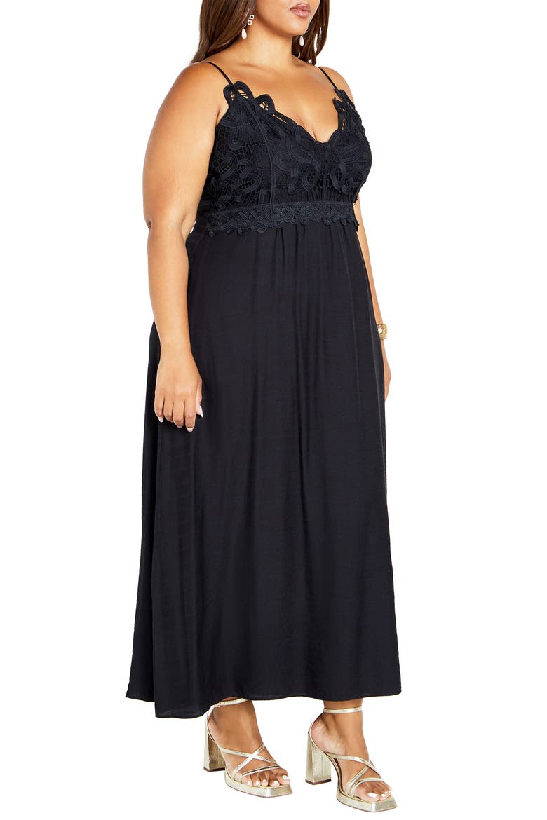 Martina Lace Trim Dress, Alternate, color, BLACK