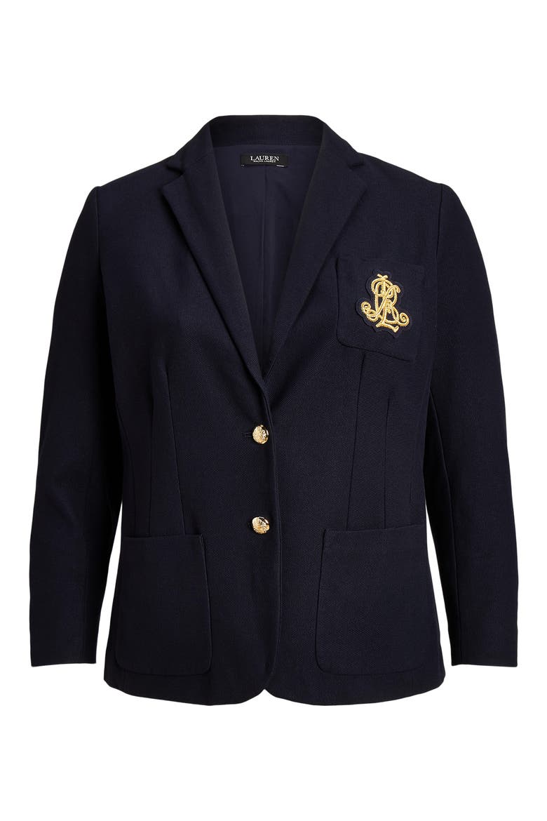 Monogram Stretch Cotton Blazer, Alternate, color, LAUREN NAVY