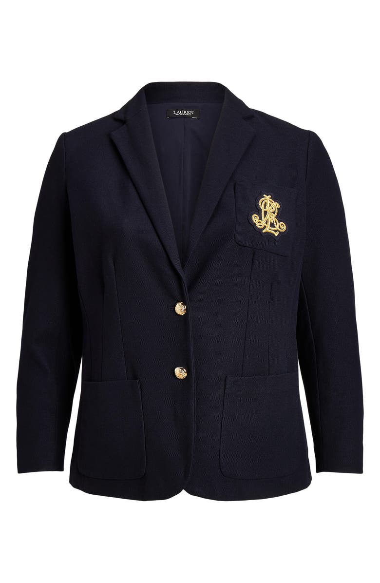 Lauren Ralph Lauren Monogram Stretch Cotton Blazer, Alternate, color, 