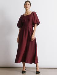 Albaray Crinkle Satin Short Sleeve Midi Dress