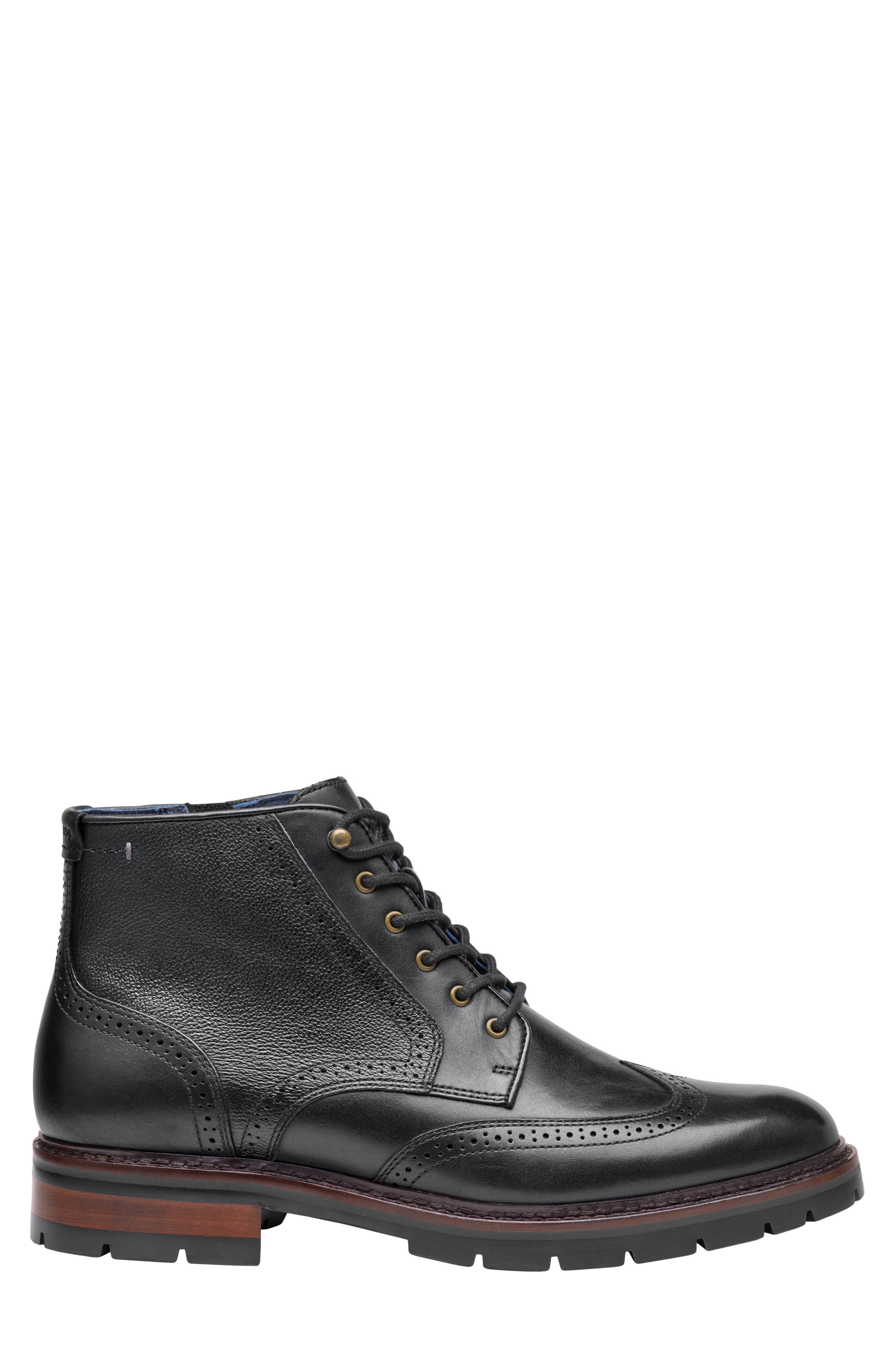 XCFlex® Cade Wingtip Boot, Alternate, color, BLACK HAND-FINISHED FULL GRAIN