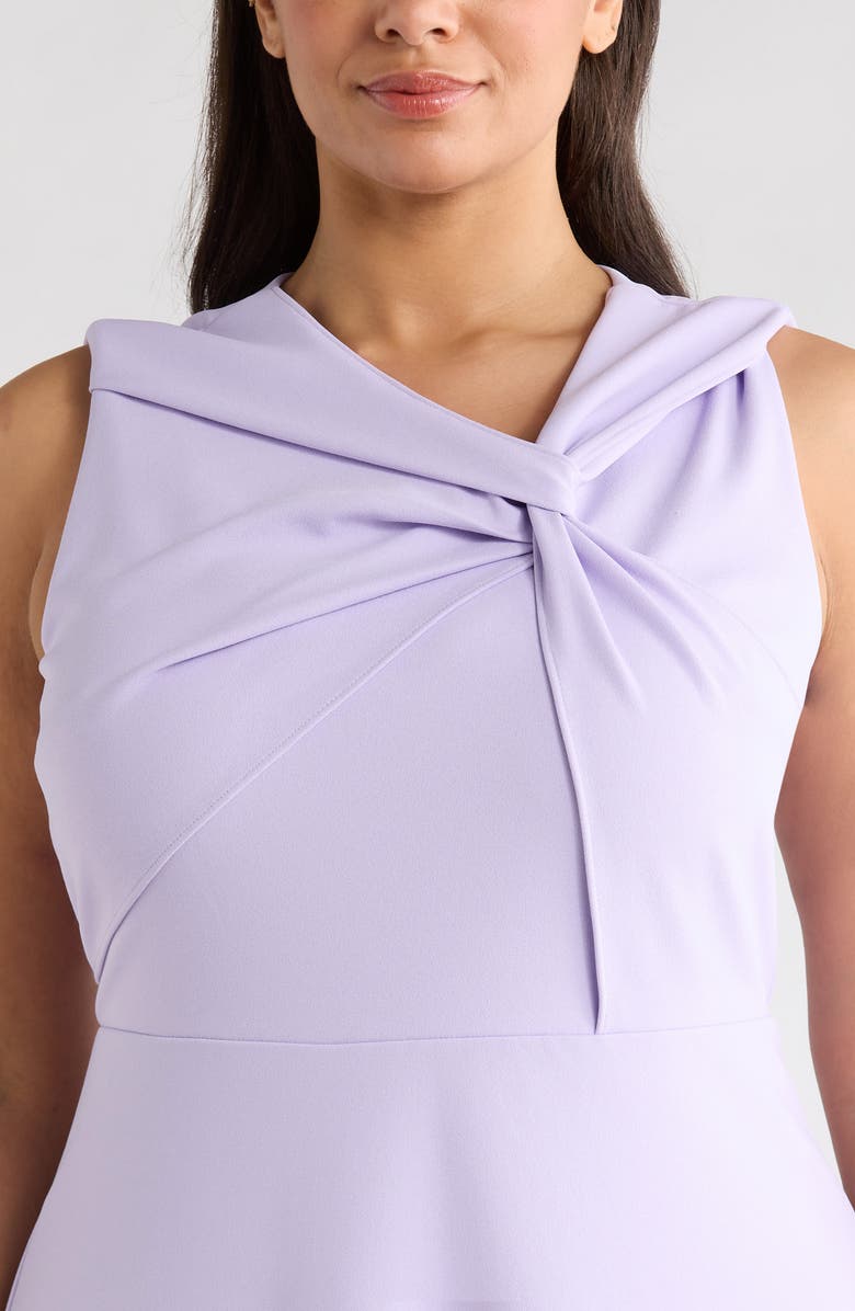 Anne Klein Twist Neck A-Line Midi Dress, Alternate, color, Pastel Lilac