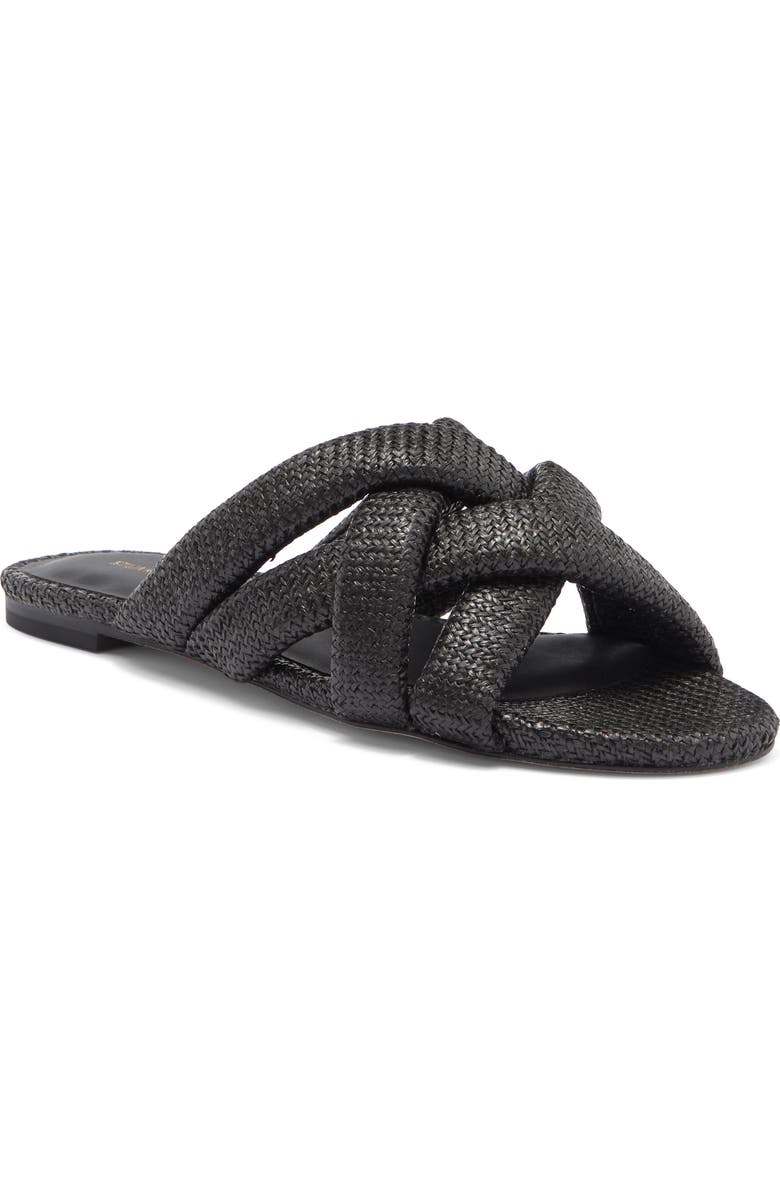 Stuart Weitzman Crossover Raffia Slide Sandal, Main, color,