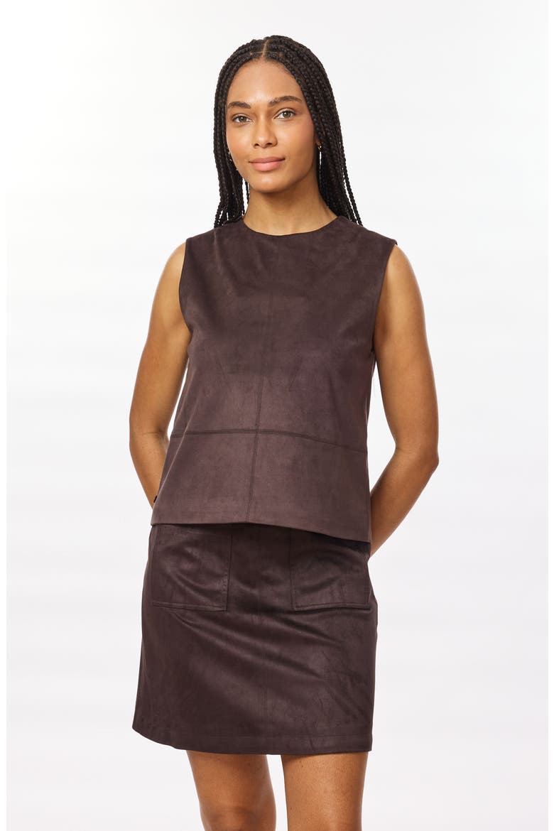 Reversible Faux Suede Vest, Alternate, color, SEAL BROWN