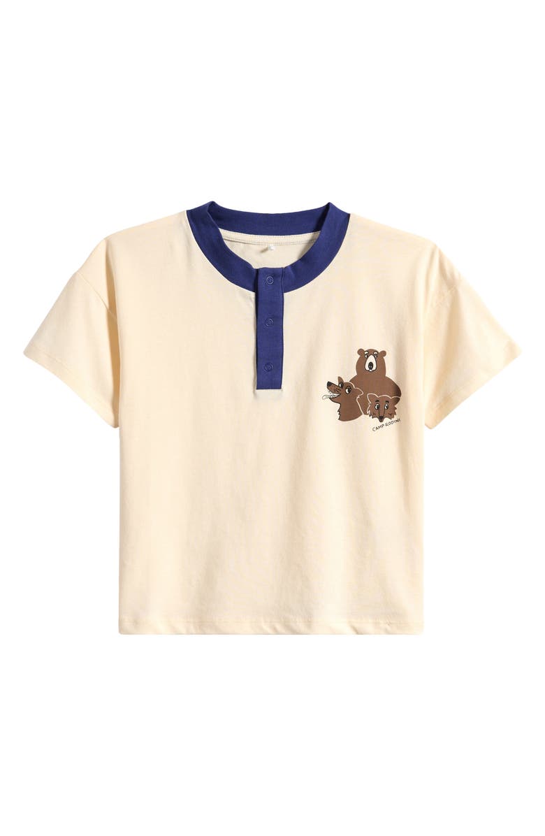 Mini Rodini Kids' Camp Rodini Organic Cotton Graphic Henley, Main, color, 