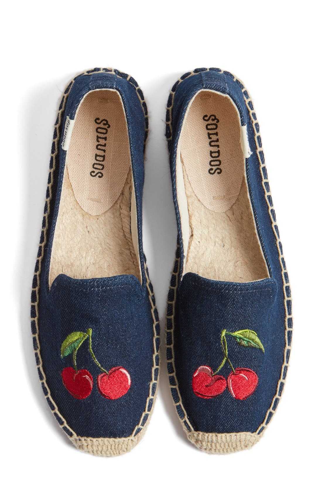 Soludos 'Cherries' Embroidered Espadrille Slip-On, Main, color, 