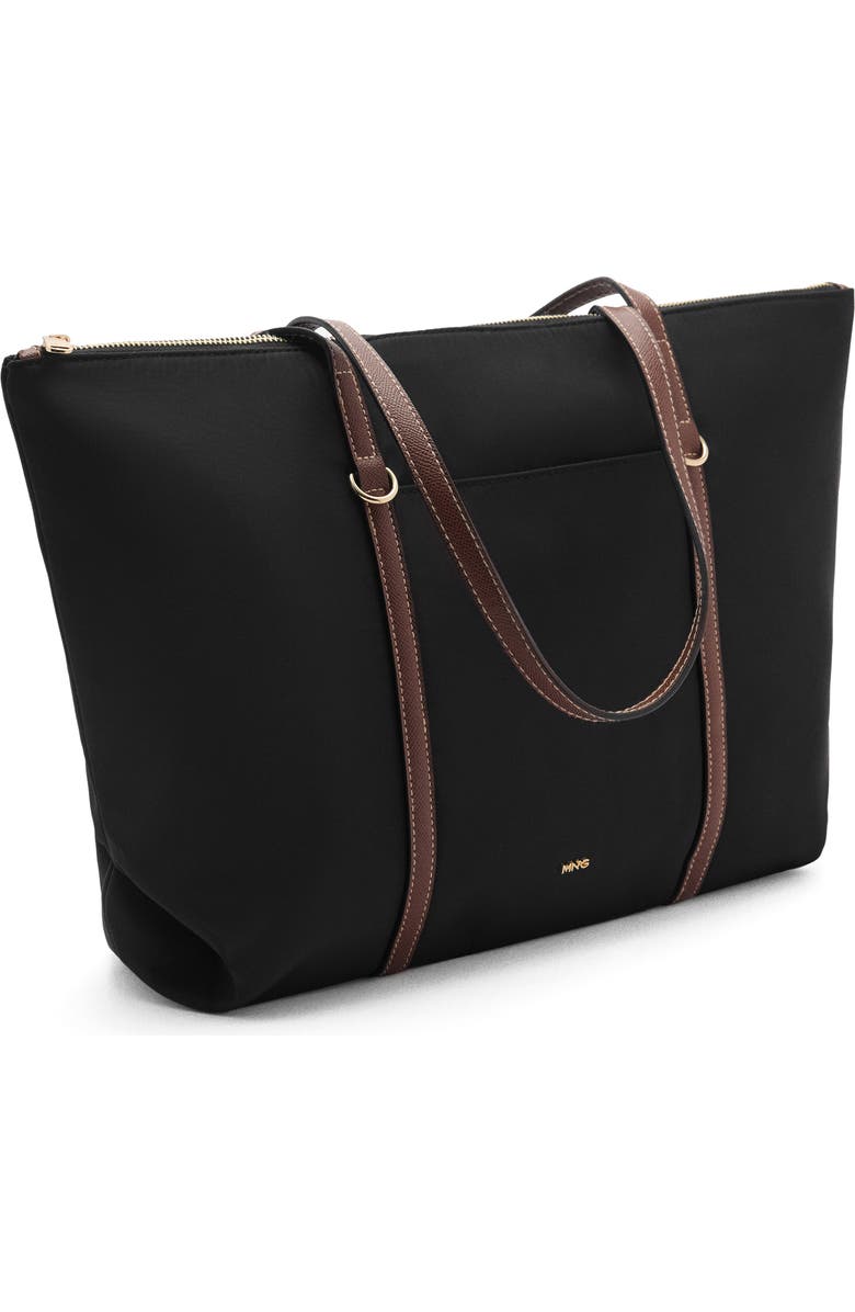 MANGO Nylon Shopper Bag, Alternate, color, Black