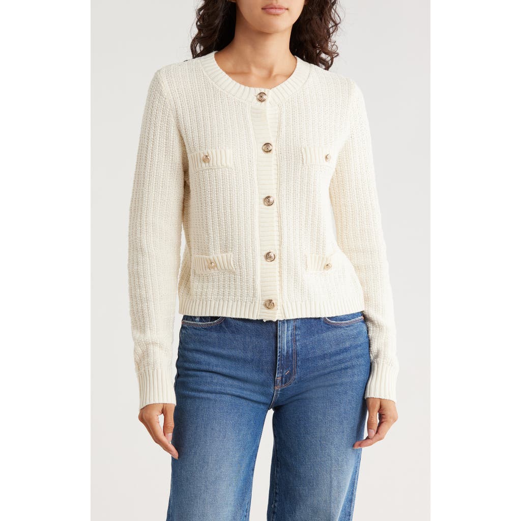 Blu Pepper Button Front Cardigan In Neutral