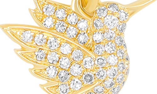 Ef Collection Diamond Pavé Hummingbird Pendant Necklace In 14k Yellow Gold