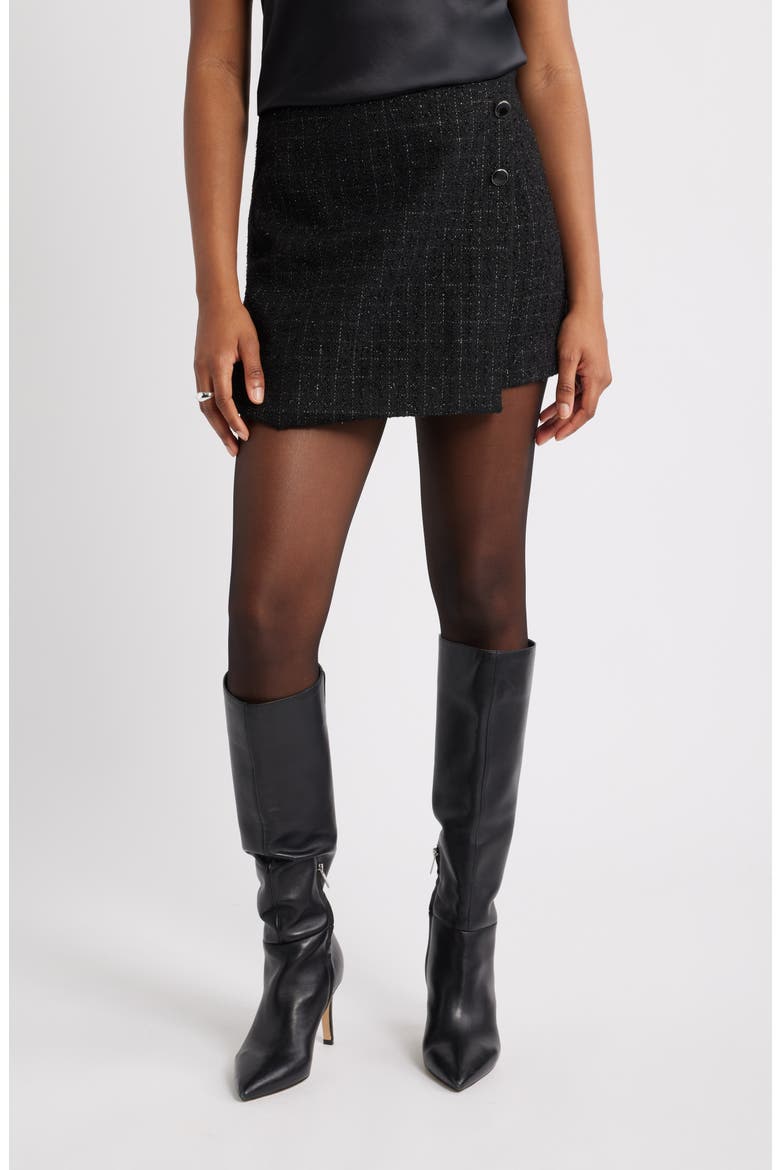 Tweed Miniskirt, Main, color, BLACK