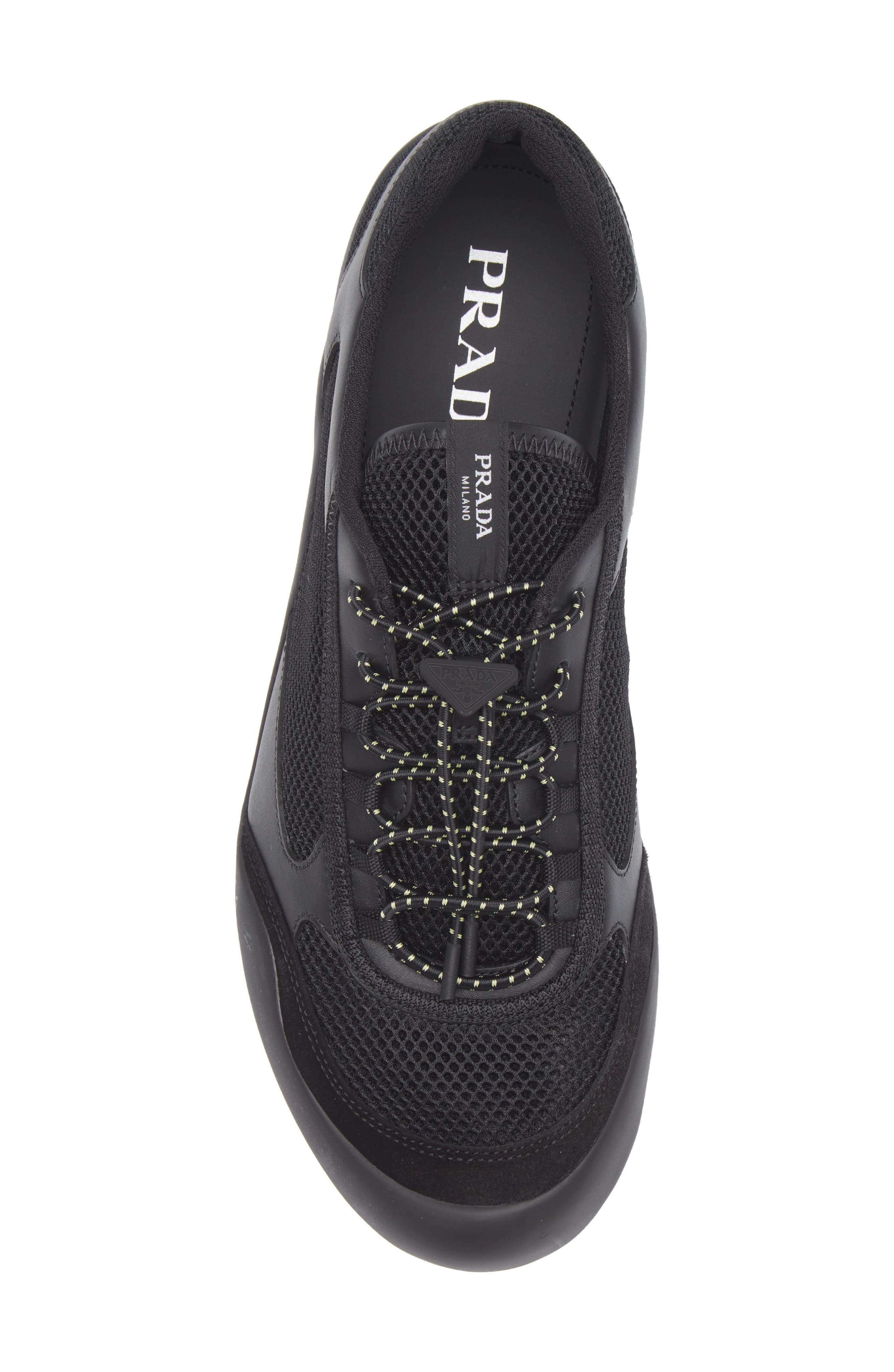 Prada Speedrock Mixed Media Sneaker, Alternate, color, Nero