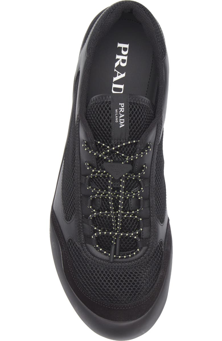 Prada Speedrock Mixed Media Sneaker, Alternate, color, Nero