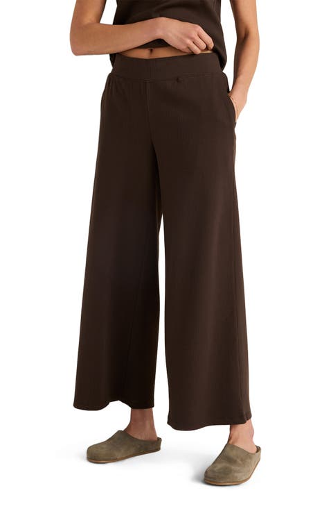 Organic Cotton Rib Knit Wide Leg Pants
