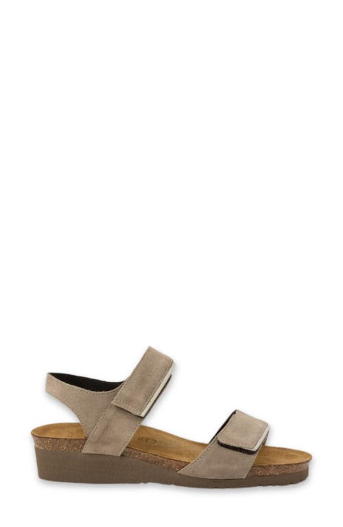 Naot Aisha Wedge Sandal In Almond Suede/soft Ivory
