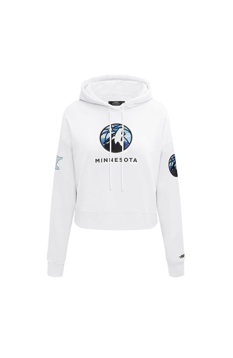 PRO STANDARD Women's Pro Standard White Minnesota Timberwolves 2024/25 City Edition Chenille Applique Cropped Pullover Hoodie, Alternate, color, 