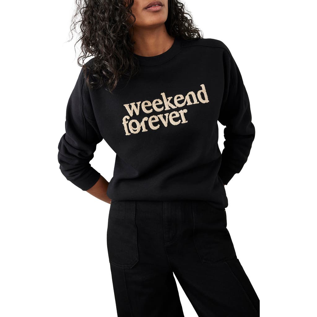 Mint Velvet "weekend Forever" Slogan Sweatshirt In Black