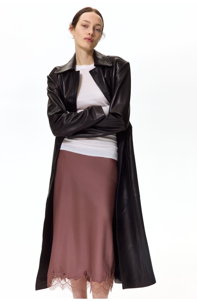 H&M Lace-trimmed Slip Skirt, Alternate, color, Dark Dusty Pink