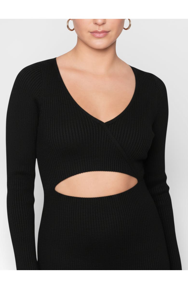 RACHEL Rachel Roy Coraline Wrap Top Midi Sweater Dress, Alternate, color, Black