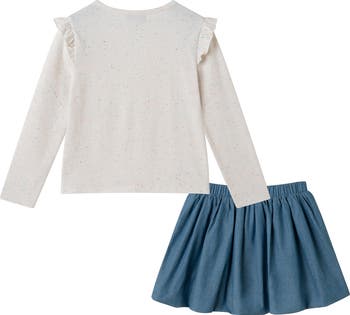 Kids' Long Sleeve Graphic T-Shirt & Bubble Skirt Set